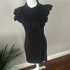 Elegant Black Dress with Ruffle Sleeves